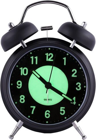 Alarm Clock Luminous 4 "Round Silent Analog Table Clock Non-Ticking, Battery Operated with Loud Alarm and Night Light Small Desk Clock for Bedroom, Bedside Table in Saudi Arabia