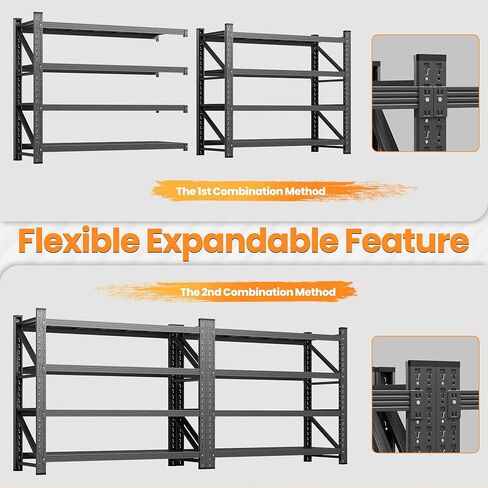 رفوف جراج 79 بوصة عرض شديدة التحمل، أرفف تخزين معدنية 7000 رطل، رف تخزين عميق 24 بوصة، رفوف صناعية طويلة من الفولاذ، رف قائم قابل للتعديل من 4 طبقات للمستودع/المتجر 79 بوصة عرض × 24 بوصة عمق × 79 بوصة ارتفاع in Kuwait