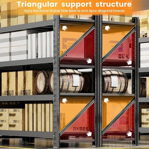 رفوف جراج 79 بوصة عرض شديدة التحمل، أرفف تخزين معدنية 7000 رطل، رف تخزين عميق 24 بوصة، رفوف صناعية طويلة من الفولاذ، رف قائم قابل للتعديل من 4 طبقات للمستودع/المتجر 79 بوصة عرض × 24 بوصة عمق × 79 بوصة ارتفاع in Kuwait