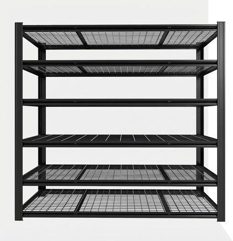 Extra Large 84" Hx 62.12" Widex 24" D Adjustable Industrial Metal/Steel 6-Shelf-Storage-Rack Heavy Duty Utility Tall Garage/Warehouse Shelving Shelves Unit/System for Bin/Shed, Black in Kuwait