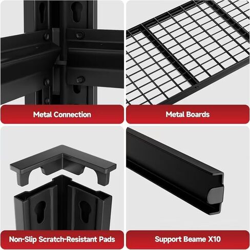 Extra Large 84" Hx 62.12" Widex 24" D Adjustable Industrial Metal/Steel 6-Shelf-Storage-Rack Heavy Duty Utility Tall Garage/Warehouse Shelving Shelves Unit/System for Bin/Shed, Black in Kuwait