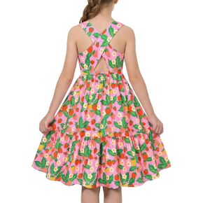 فستان للفتيات من Kids4ever من عمر 7 إلى 10 سنوات مع ظهر متقاطع بدون أكمام فستان صيفي للأطفال in Kuwait