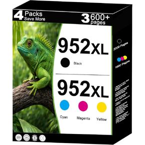 952 XL Ink Cartridges Combo Pack Replacement for HP 952XL Work for HP952 OfficeJet 8702 Pro 8710 7740 8720 8725 8730 8216 8700 8200 8716 8210 8715 8740 7720 Printer (4-Pack Black Cyan Magenta Yellow) in Kuwait