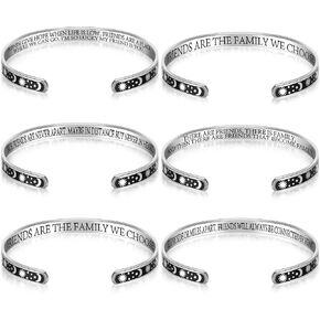 Tondiamo 6 Pack Galentine's Day Friendship Bracelets Gifts for Women Engraved Cuff Bracelets Friends Inspirational Stainless Steel Jewelry Friendship Gifts for Birthday Memorial for Her Mom in Kuwait