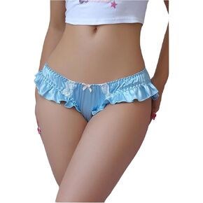 ملابس داخلية بيكيني حريمي من الساتان من SHENHE، ملابس داخلية قصيرة ذات حواف مكشكشة وقوس منخفض الارتفاع in Kuwait