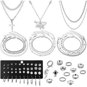 36 Pieces Gold Jewelry Set Fashion Gold Plated Necklaces Snake Rings Bracelets Earrings Set Anniversary Birthday Jewelry Gift for Women in Kuwait