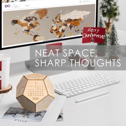 مكعب تقويم مكتبي خشبي لعام 2026 - ديكور مكتب ثنائي السطوح، هدية فريدة للعام الجديد للرجال والنساء، هدايا لزملاء العمل والموظفين، هدايا السنة الصينية الجديدة، هدايا عيد الحب له in Kuwait