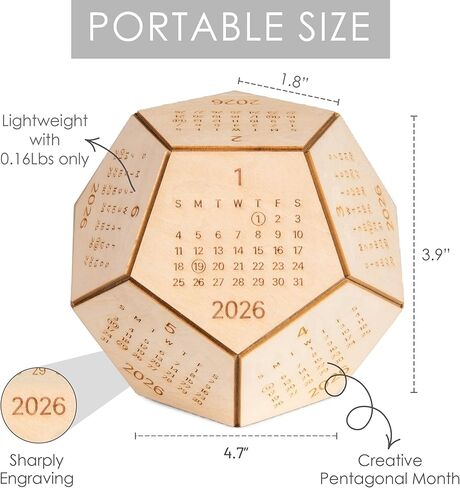 مكعب تقويم مكتبي خشبي لعام 2026 - ديكور مكتب ثنائي السطوح، هدية فريدة للعام الجديد للرجال والنساء، هدايا لزملاء العمل والموظفين، هدايا السنة الصينية الجديدة، هدايا عيد الحب له in Kuwait