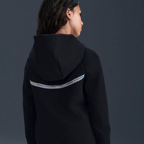 هودي Nike Sportswear Tech Fleece للأطفال الكبار بسحاب كامل مع لمسات عاكسة (أسود/أسود/أسود) in Saudi Arabia