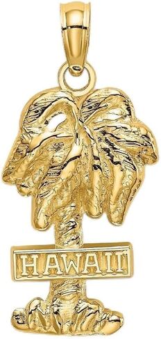 14K Yellow Gold HAWAII Palm Tree Charm in Saudi Arabia