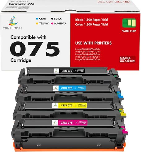 075 مجموعة خرطوشة الحبر 075H LBP646Cdw MF665CDW MF662CDW متوافقة مع Canon Color ImageCLASS MF660c MF663Cdw MF660 LBP647Cdw LBP640c LBP640 حبر طابعة عالي الإنتاجية 4 عبوات (أسود سماوي أصفر أرجواني) in Kuwait