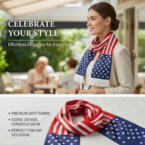 American Flag Scarf Women Men Soft Floral Print Shawl Chiffon Sheer Scarf 55.1 * 6.7 inch in Saudi Arabia