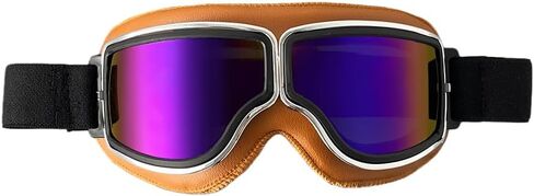 Foldable Retro Pilot Motorcycle Goggles - Half Helmet Compatible Design for Men & Women with Wind & Dust Protection in Saudi Arabia