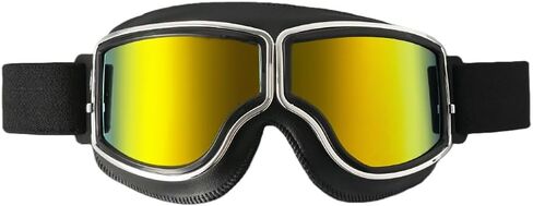 Foldable Retro Pilot Motorcycle Goggles - Half Helmet Compatible Design for Men & Women with Wind & Dust Protection in Saudi Arabia