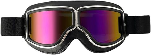 Foldable Retro Pilot Motorcycle Goggles - Half Helmet Compatible Design for Men & Women with Wind & Dust Protection in Saudi Arabia