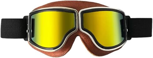 Foldable Retro Pilot Motorcycle Goggles - Half Helmet Compatible Design for Men & Women with Wind & Dust Protection in Saudi Arabia