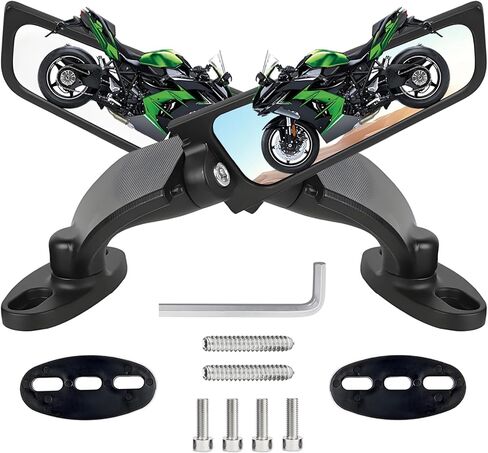 مرايا الرؤية الخلفية ذات الجناح الجانبي الكبير للدراجات النارية متوافقة مع Kawasaki Ninja 650 400 300 ZX14R ZX10R ZX6R ZX4RR سوزوكي GSXR 1000 750 600 Honda CBR1000RR CBR600RR CBR500R in Kuwait