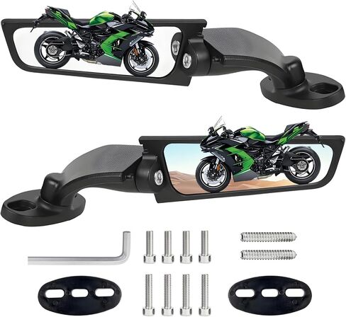 مرايا الرؤية الخلفية ذات الجناح الجانبي الكبير للدراجات النارية متوافقة مع Kawasaki Ninja 650 400 300 ZX14R ZX10R ZX6R ZX4RR سوزوكي GSXR 1000 750 600 Honda CBR1000RR CBR600RR CBR500R in Kuwait