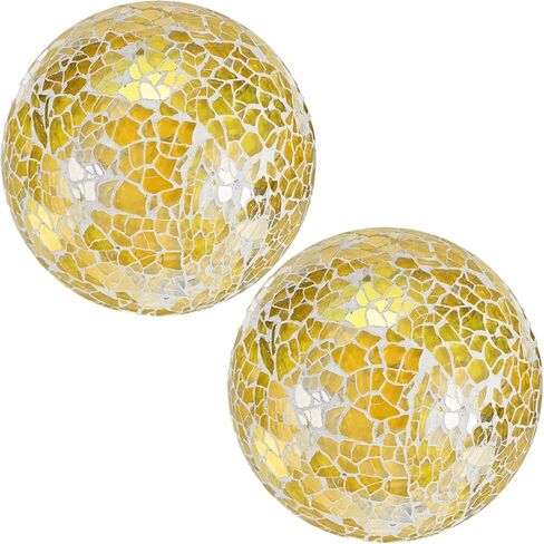 عبوتان من الكرات المزخرفة للأطباق، كرات زجاجية فسيفساء مقاس 10.16 سم، كرات زجاجية مزخرفة للديكور المنزلي/طاولات الطعام/حفلات الزفاف/طاولة القهوة/ديكور القطعة المركزية [أخضر فاتح] in Saudi Arabia