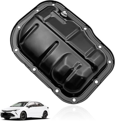 Lower Engine Oil Pan Sump with Drain Plug Compatible with Toyota Corolla L4 1.8L Sedan 2009-2019, Prius V L4 1.8L Wagon 2012-2018, Scion iM L41.8L Hatchback 2016 etc, Replace OE# 264-324 in Saudi Arabia