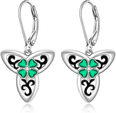 St Patricks Day Shamrock Earrings for Women Irish Green Four Leaf Clover Earrings Sterling Silver Dangle Gifts in Saudi Arabia
