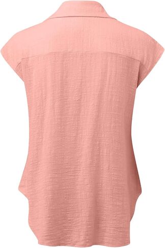Button Down Shirts for Women Short Sleeve V Neck Blouses Loose Fit Dressy Casual Blouses Summer Vacation Clothes in Saudi Arabia