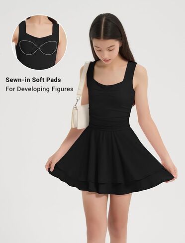 EXARUS Girls Dress Mini/Maxi Teen Padded Flowy Ruffle Ruched Swing Sleeveless Summer Dresses Graduation Dance 8-14Y in Saudi Arabia