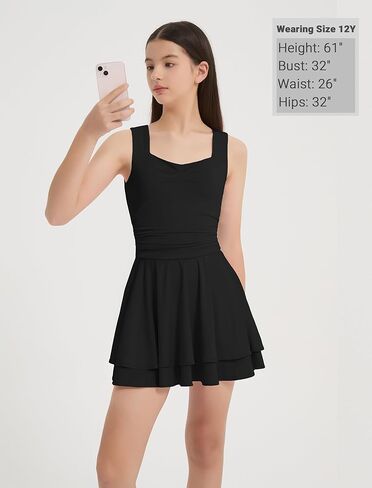 EXARUS Girls Dress Mini/Maxi Teen Padded Flowy Ruffle Ruched Swing Sleeveless Summer Dresses Graduation Dance 8-14Y in Saudi Arabia