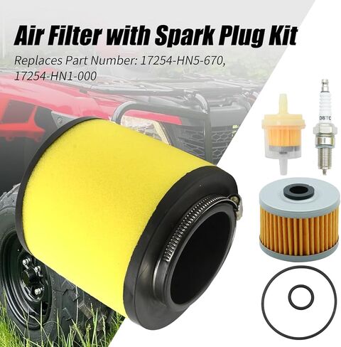 17254-HN5-670 Air Filter with Spark Plug Kit, Replacement for Honda Rancher 350 2000-2006 Replacement for Honda Foreman 400 450 1995-2004, Replaces 17254-HN1-000 in Saudi Arabia