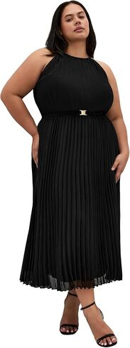 City Chic Women's Plus Size Cocktail Dress - Ruby Halter Pleated Midi in Saudi Arabia