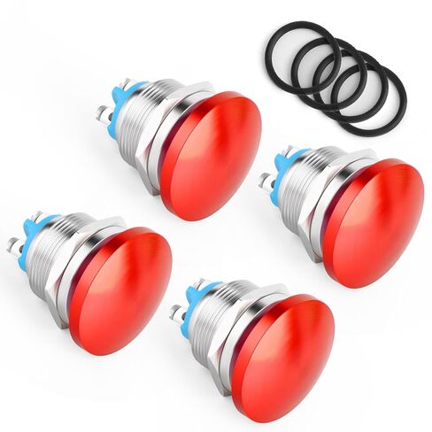 4 قطعة 22 مللي متر لحظة مفتاح بـزر دفع ، 3A/3 فولت-220 فولت مقاوم للماء الأحمر الفطر رئيس مفتاح بـزر دفع in Kuwait
