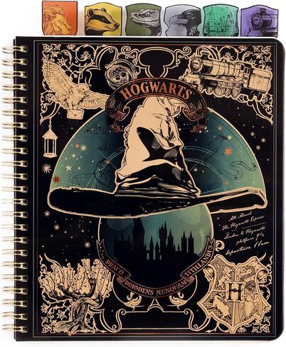 CON*QUEST Conquest Journals Harry Potter Sorting Hat Tabbed Journal، 6 فواصل فريدة، علامات تبويب على شكل هوجورتس، غطاء بلاستيكي متين، 144 صفحة مسطرة، ورق كريمي ممتاز 100 جرام في المتر المربع، مرخص رسميًا in Saudi Arabia