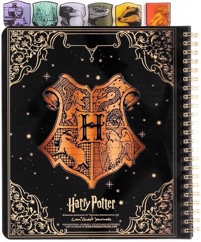 CON*QUEST Conquest Journals Harry Potter Sorting Hat Tabbed Journal، 6 فواصل فريدة، علامات تبويب على شكل هوجورتس، غطاء بلاستيكي متين، 144 صفحة مسطرة، ورق كريمي ممتاز 100 جرام في المتر المربع، مرخص رسميًا in Saudi Arabia