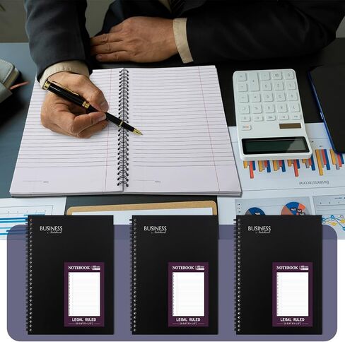 8 عبوات من دفاتر الأعمال السلكية ذات القاعدة القانونية مقاس 6-5/8 بوصة × 9-1/2 بوصة 80 ورقة لكل وسادة مجلة احترافية لمجلة المكتب واجتماع العمل للرجال والنساء (بنفسجي) in Saudi Arabia
