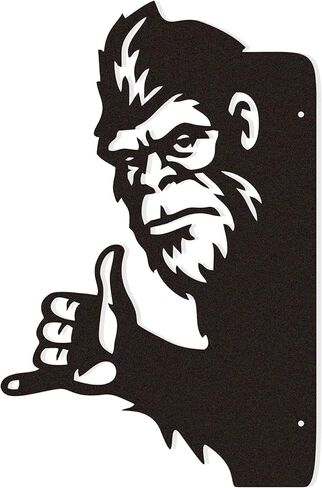لوحة فنية جدارية معدنية من Zckjnoi Sneaky Sasquatch - علامة إيماءة صخرية مقطوعة بالليزر، مقاس 15.8 × 10.2 بوصة لتزيين الفناء الخارجي للحديقة ومناطق الأشجار in Kuwait