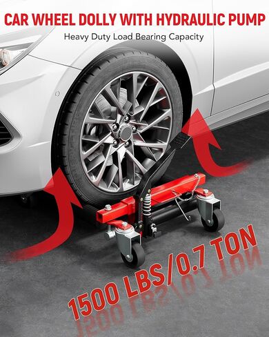 Hydraulic Car Wheel Dolly Set of 4, Heavy Duty 6,000 LBS Capacity Vehicle Dollies with Foot Pedal for Tire Auto Repair Moving, Red in Saudi Arabia