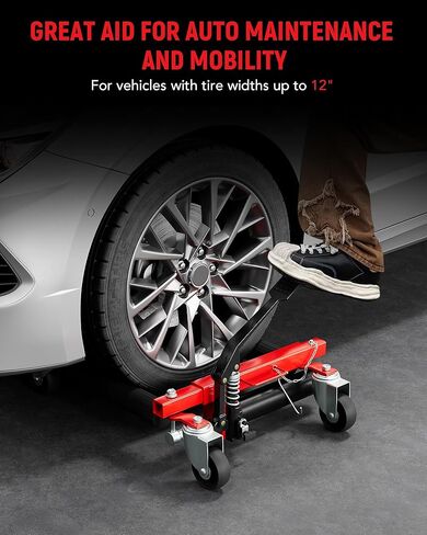 Hydraulic Car Wheel Dolly Set of 4, Heavy Duty 6,000 LBS Capacity Vehicle Dollies with Foot Pedal for Tire Auto Repair Moving, Red in Saudi Arabia