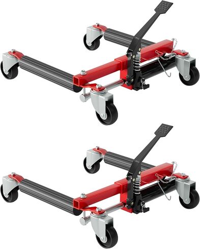 Hydraulic Car Wheel Dolly Set of 4, Heavy Duty 6,000 LBS Capacity Vehicle Dollies with Foot Pedal for Tire Auto Repair Moving, Red in Saudi Arabia