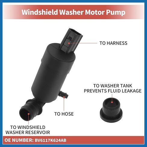Windshield Washer Pump W/Grommet Windshield Washer Fluid Pump Fit for Ford Focus Transit Windshield Wiper Pump No.BV6117K624AB - Pack of 1 Item Replacement in Saudi Arabia