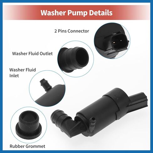 Windshield Washer Pump W/Grommet Windshield Washer Fluid Pump Fit for Ford Focus Transit Windshield Wiper Pump No.BV6117K624AB - Pack of 1 Item Replacement in Saudi Arabia