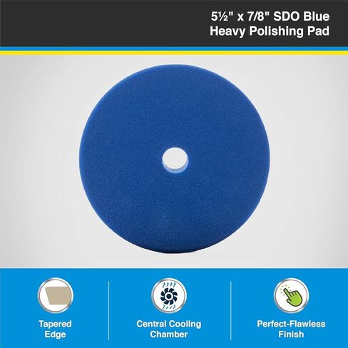 وسادة تلميع ثقيلة من الإسفنج الأزرق من SDO (عبوتان مقاس 5.5 بوصات) - وسادات تلميع مدارية قياسية عالية التحمل للأسطح المطلية. (تناسب اللوحة الخلفية مقاس 5 بوصات.) in Kuwait