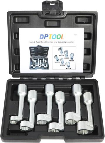DPTOOL 12pt 1/2" Dr L-Type Diesel Injector Line Socket Wrench Set 12 14 16 17 18 19mm (6PCS) in Kuwait