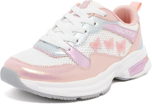 Nautica Girls' Sneakers - Lace-Up Tennis Shoes, Casual & Comfortable for Little Kids & Big Kids in Saudi Arabia