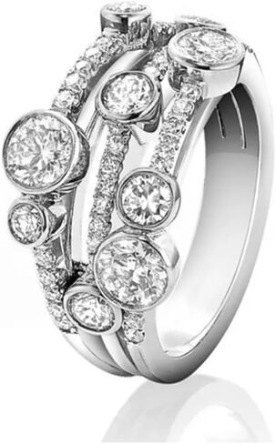 Luxury Multi-Stone Diamond Ring, Triple Band Design, White and Yellow Gold Accents in Saudi Arabia