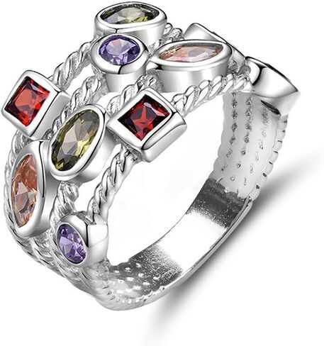Luxury Multi-Stone Diamond Ring, Triple Band Design, White and Yellow Gold Accents in Saudi Arabia