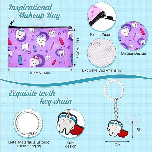 Suhine 15 Pcs Funny Dental Teeth Hygiene Gifts Set, Dentist Assistant Nurse Gifts, Teeth Nursing Socks, Canvas Makeup Bag, Dental Keychain, Novelty Dentist Hygiene for Women in Saudi Arabia