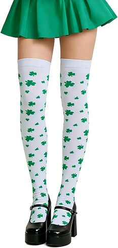 Thigh High Socks with Green Shamrock for St Patricks Day Socks Thigh High Stockings in Saudi Arabia