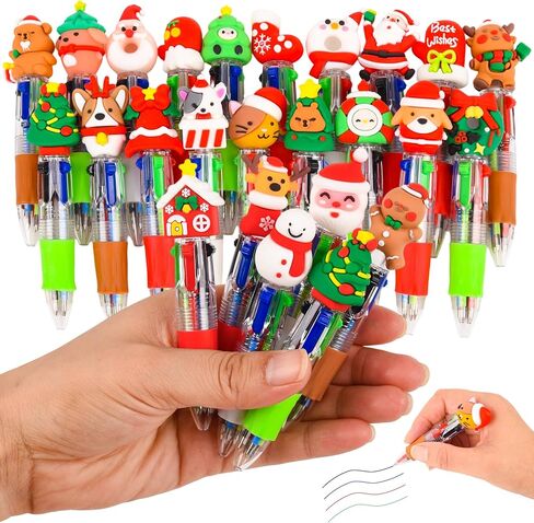 LiYiQ 100 PCS Christmas 4-in-1 Multicolor Pens Bulk for Kids Christmas Stocking Stuffers Christmas Classroom Gifts for Students in Saudi Arabia