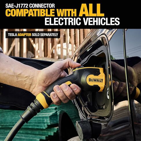 DEWALT Electric Vehicle Level 2 EV Charger up to 48 Amps 240V, App Control Bluetooth & Wi-Fi, CSA Certified Indoor/Outdoor Hardwired Wall Mounted Charging Station with 25 ft. Cable in Saudi Arabia