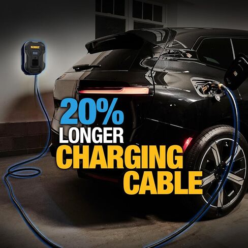 DEWALT Electric Vehicle Level 2 EV Charger up to 48 Amps 240V, App Control Bluetooth & Wi-Fi, CSA Certified Indoor/Outdoor Hardwired Wall Mounted Charging Station with 25 ft. Cable in Saudi Arabia